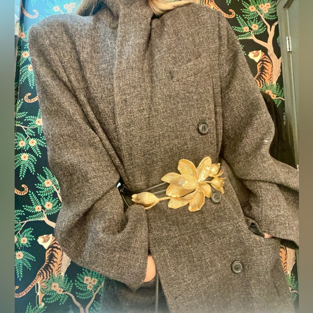 Zara Gold Floral Black Belt
